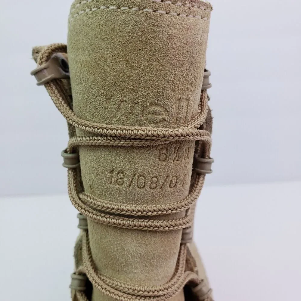 Wellco Mens Size 6.5 Desert Tan Lace Up USA Made Military Combat Boots 18/08/045